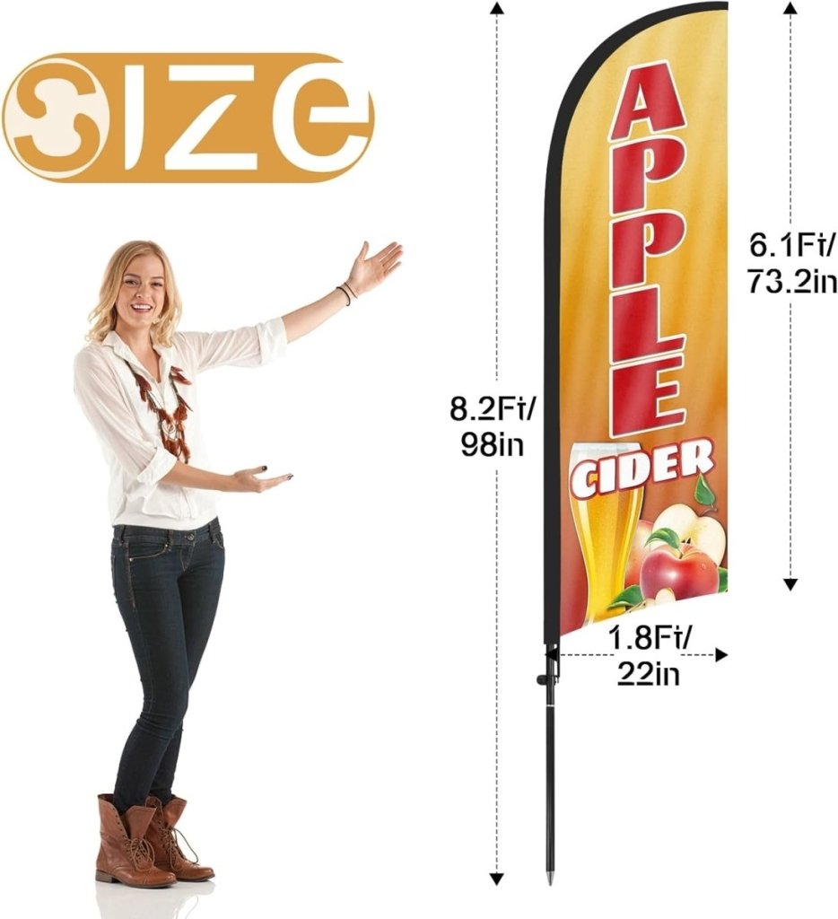 Apple Cider Sign - 8ft Apple Cider Feather Flag Kit with Pole and Stake - FSFlag