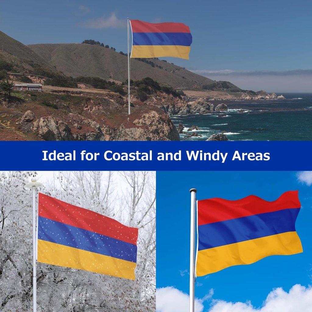 Armenia Armenian Flag for Outside, 400D Heavy Duty Polyester, Double - Sided Printing, Quadruple Stitched Fly Hem, Fade Resistant, 2 Brass Grommets