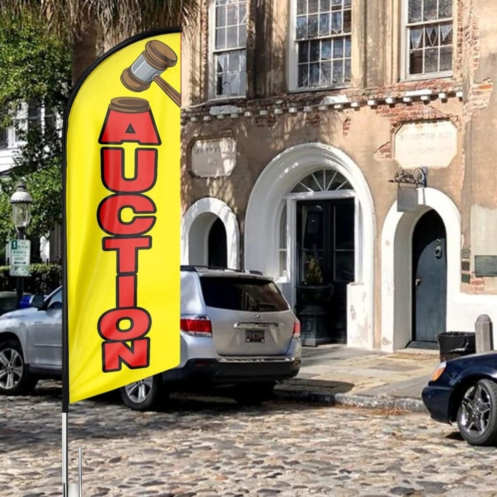 Auction Sign - 8ft Auction Feather Flag for Auction Business(Flagpole Not Included) - FSFlag