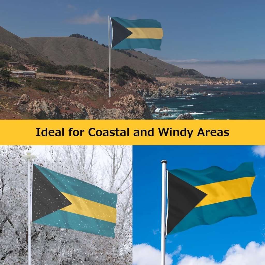 Bahamas Bahamian Flag for Outside, 400D Heavy Duty Polyester, Double - Sided Printing, Quadruple Stitched Fly Hem, Fade Resistant, 2 Brass Grommets