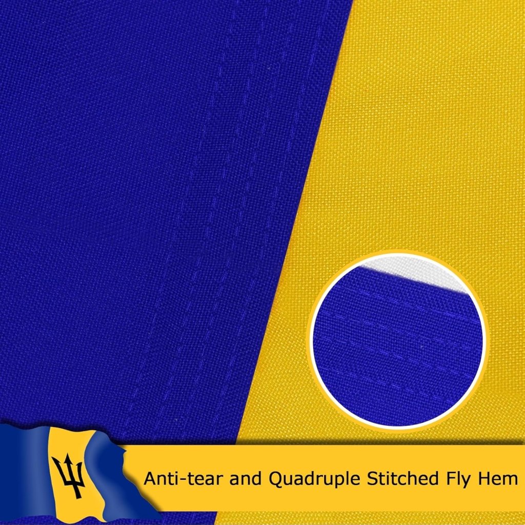 Barbados Barbadian Flag for Outside, 400D Heavy Duty Polyester, Double - Sided Printing, Quadruple Stitched Fly Hem, Fade Resistant, 2 Brass Grommets