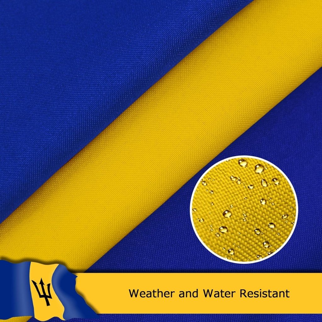 Barbados Barbadian Flag for Outside, 400D Heavy Duty Polyester, Double - Sided Printing, Quadruple Stitched Fly Hem, Fade Resistant, 2 Brass Grommets