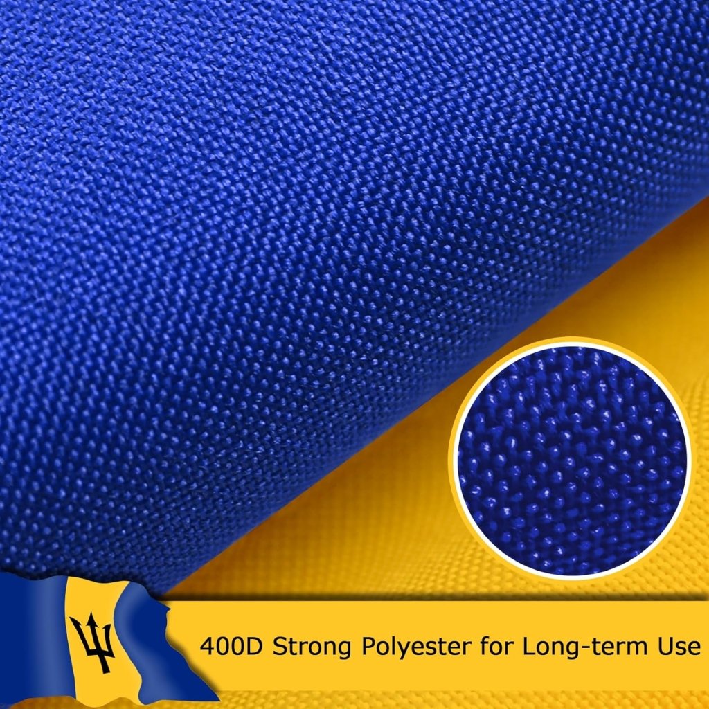 Barbados Barbadian Flag for Outside, 400D Heavy Duty Polyester, Double - Sided Printing, Quadruple Stitched Fly Hem, Fade Resistant, 2 Brass Grommets