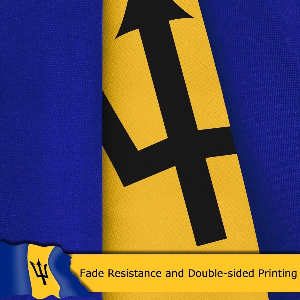 Barbados Barbadian Flag for Outside, 400D Heavy Duty Polyester, Double - Sided Printing, Quadruple Stitched Fly Hem, Fade Resistant, 2 Brass Grommets
