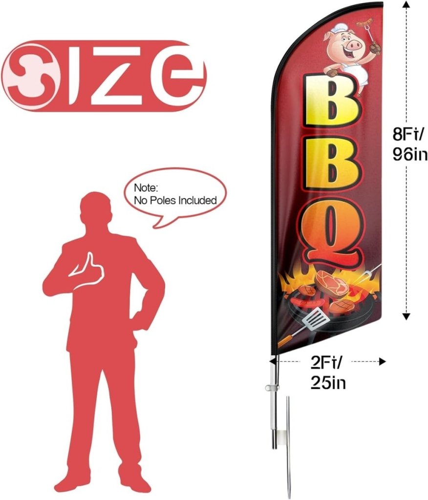 BBQ Flags - 8ft BBQ Advertising Swooper Flag Banner!(Flagpole Not Included) - FSFlag