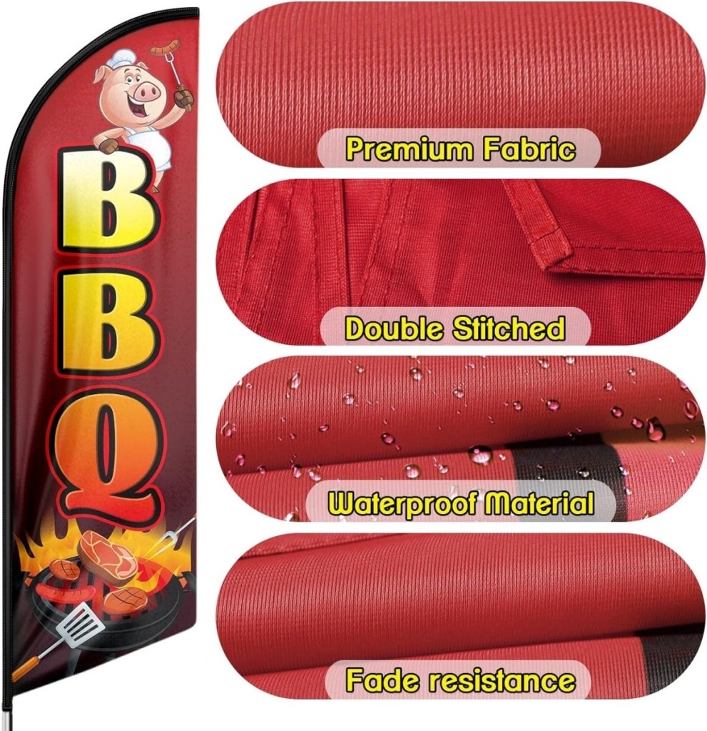 BBQ Flags - 8ft BBQ Advertising Swooper Flag Banner!(Flagpole Not Included) - FSFlag