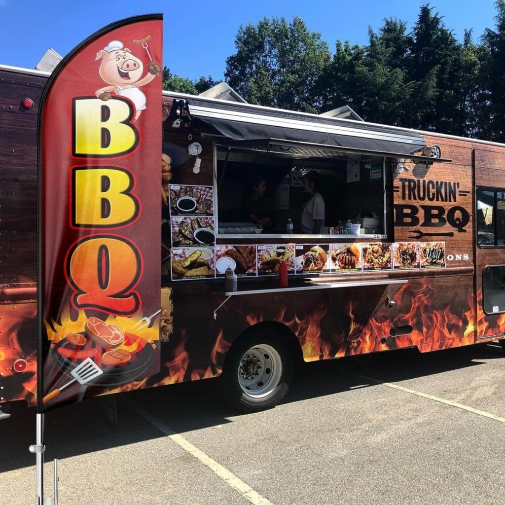 BBQ Flags - 8ft BBQ Advertising Swooper Flag Banner!(Flagpole Not Included) - FSFlag
