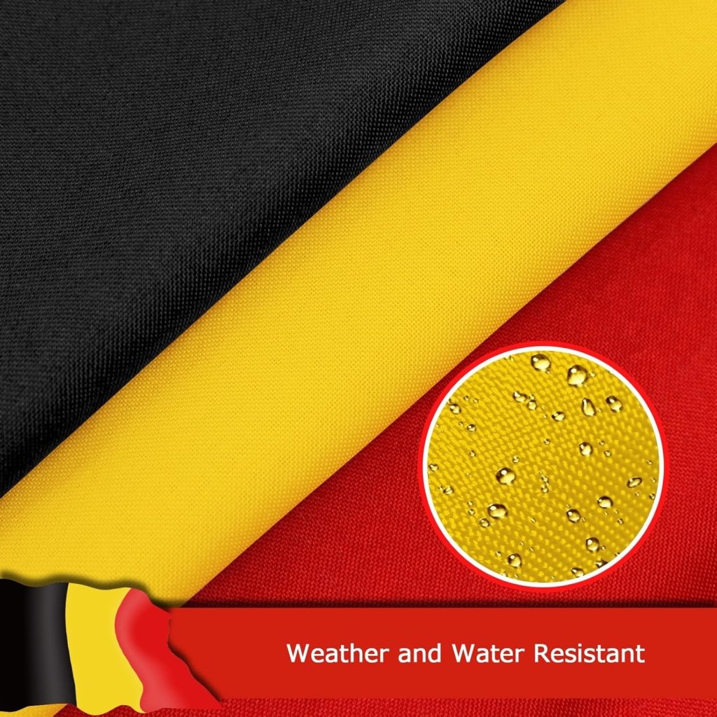 Belgium Belgian Flag for Outside, 400D Heavy Duty Polyester, Double - Sided Printing, Quadruple Stitched Fly Hem, Fade Resistant, 2 Brass Grommets