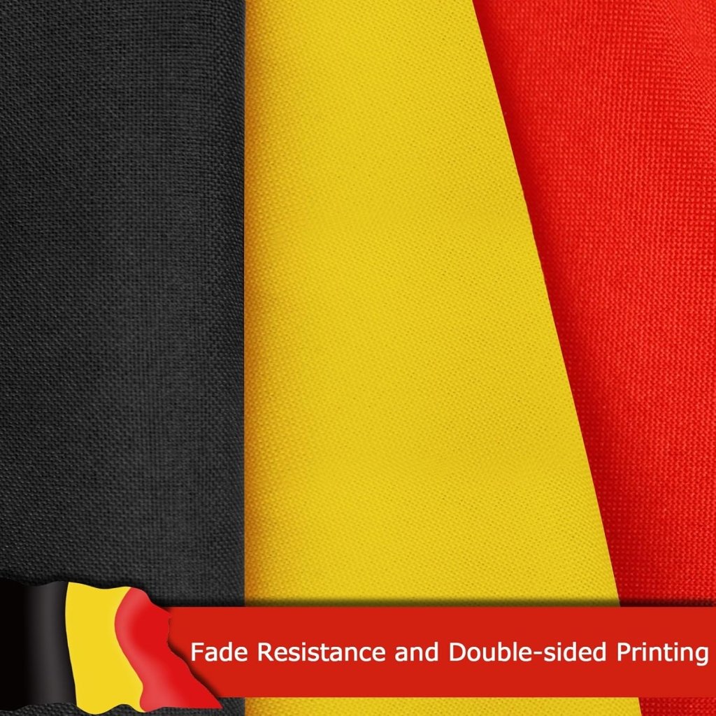 Belgium Belgian Flag for Outside, 400D Heavy Duty Polyester, Double - Sided Printing, Quadruple Stitched Fly Hem, Fade Resistant, 2 Brass Grommets