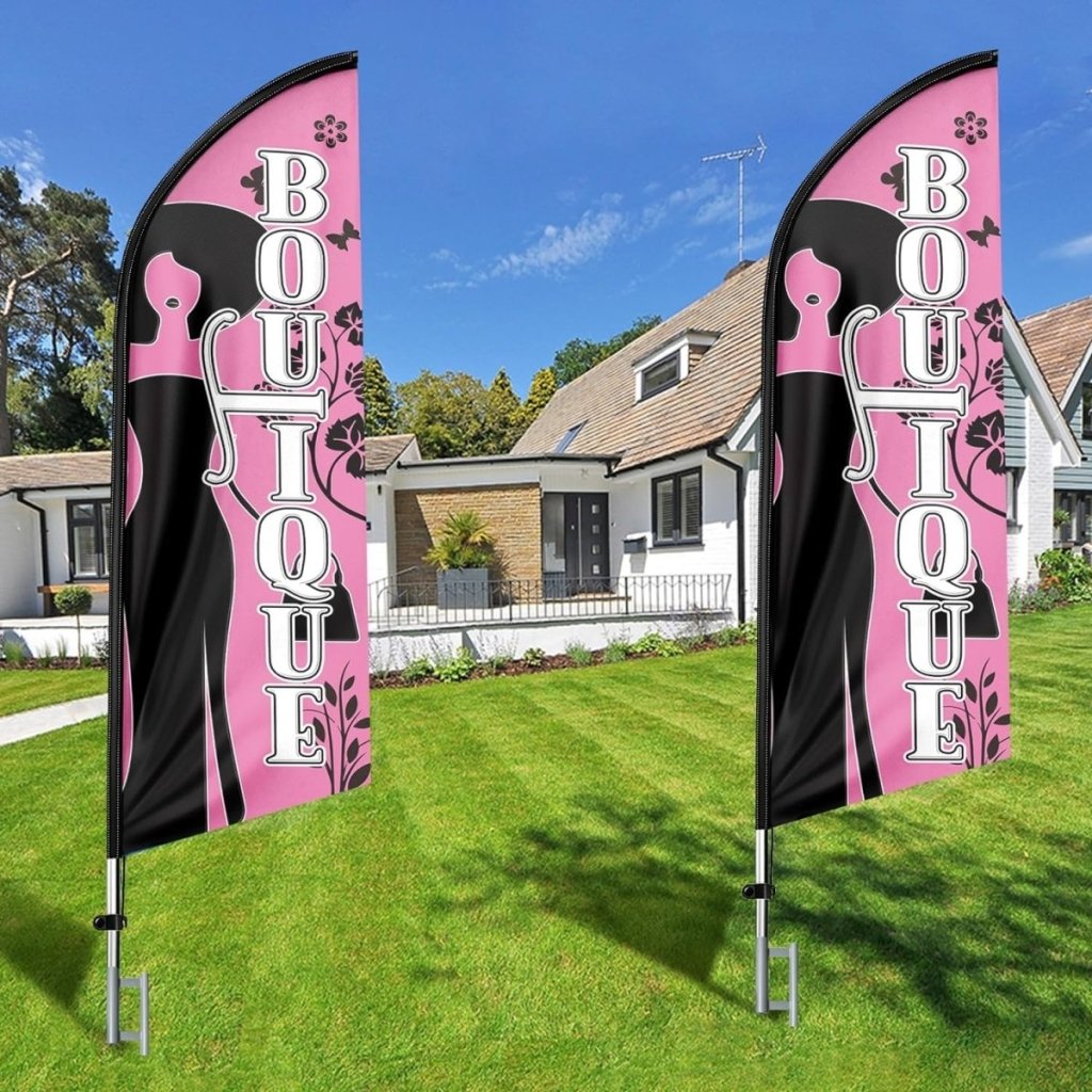 Boutique Feather Flag - 8Ft Pink Boutique Feather Flag for Indoor Business(Flagpole Not Included) - FSFlag