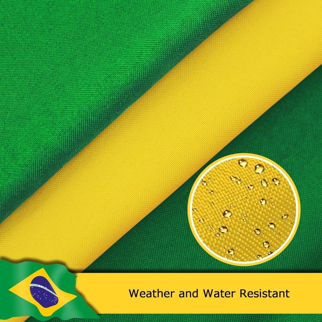 Brazil Brazilian Flag for Outside, 400D Heavy Duty Polyester, Double - Sided Printing, Quadruple Stitched Fly Hem, Fade Resistant, 2 Brass Grommets