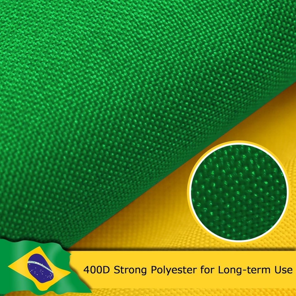 Brazil Brazilian Flag for Outside, 400D Heavy Duty Polyester, Double - Sided Printing, Quadruple Stitched Fly Hem, Fade Resistant, 2 Brass Grommets