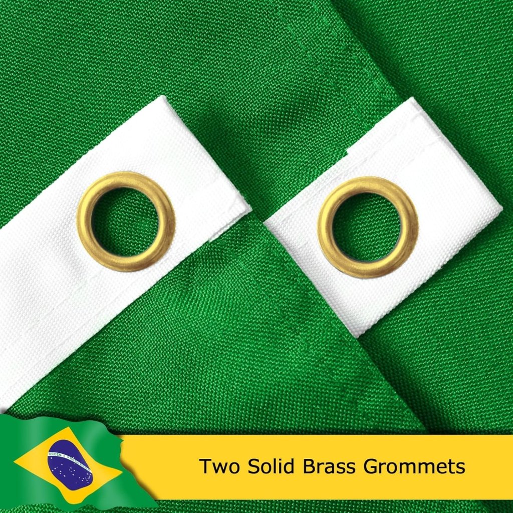 Brazil Brazilian Flag for Outside, 400D Heavy Duty Polyester, Double - Sided Printing, Quadruple Stitched Fly Hem, Fade Resistant, 2 Brass Grommets