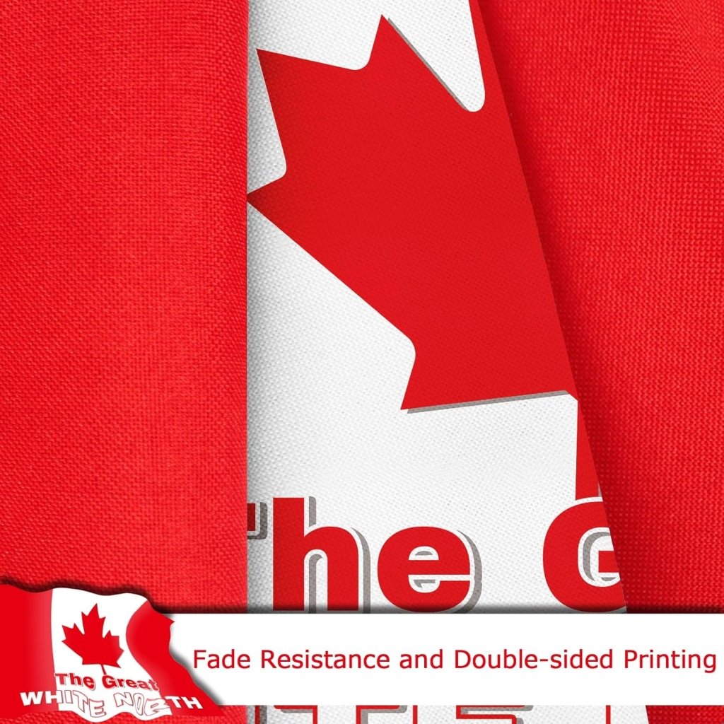 Canada Canadian The Great White North Flag for Outside, 400D Heavy Duty Polyester, Double - Sided Printing, Quadruple Stitched Fly Hem, Fade Resistant, 2 Brass Grommets