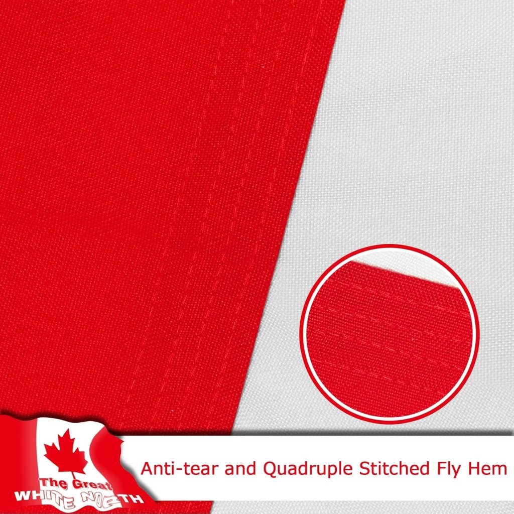 Canada Canadian The Great White North Flag for Outside, 400D Heavy Duty Polyester, Double - Sided Printing, Quadruple Stitched Fly Hem, Fade Resistant, 2 Brass Grommets