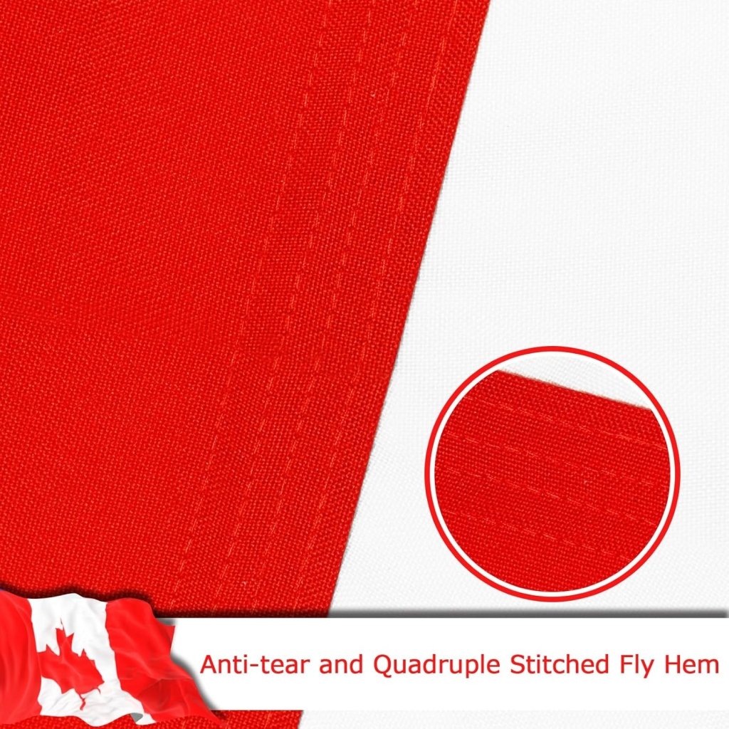 Canada Flag for Outside, 400D Heavy Duty Polyester, Double - Sided Printing, Quadruple Stitched Fly Hem, Fade Resistant, 2 Brass Grommets(副本)