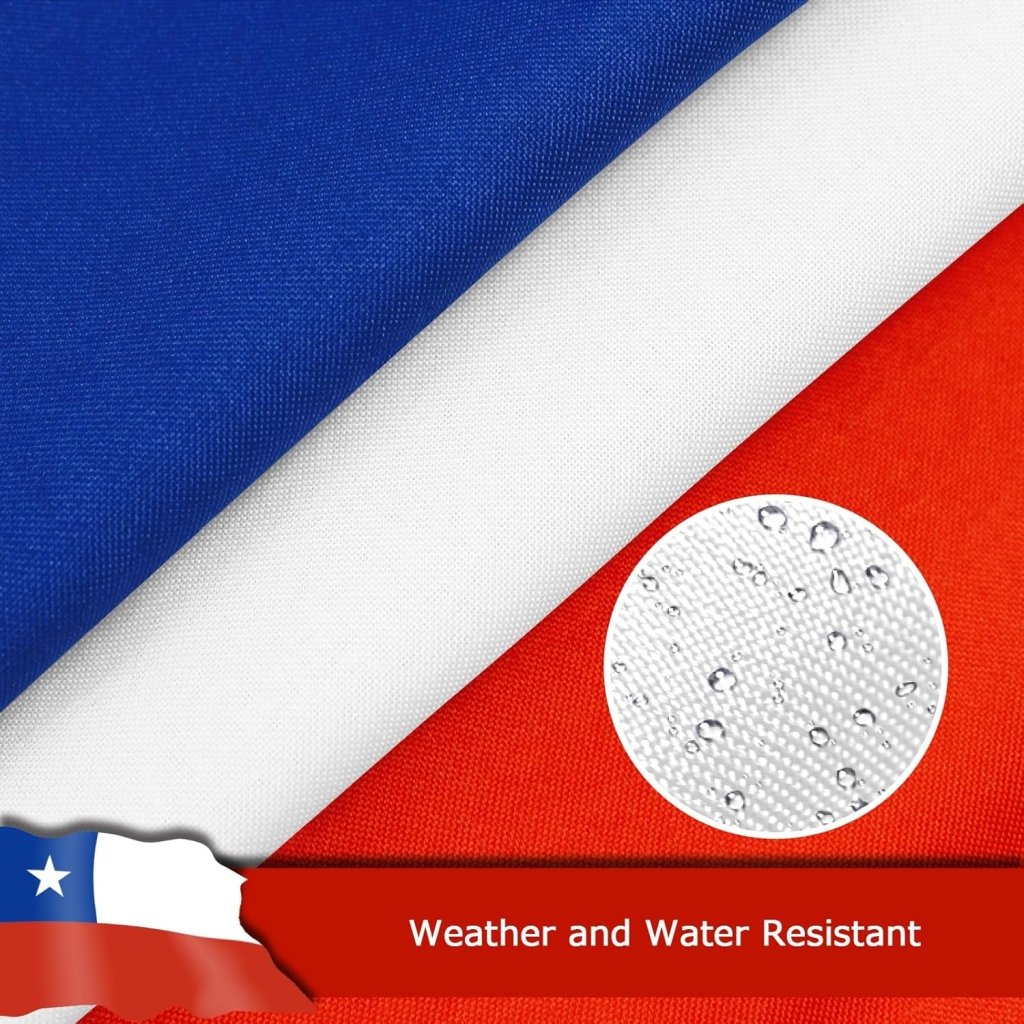 Chile Chilean Flag for Outside, 400D Heavy Duty Polyester, Double - Sided Printing, Quadruple Stitched Fly Hem, Fade Resistant, 2 Brass Grommets