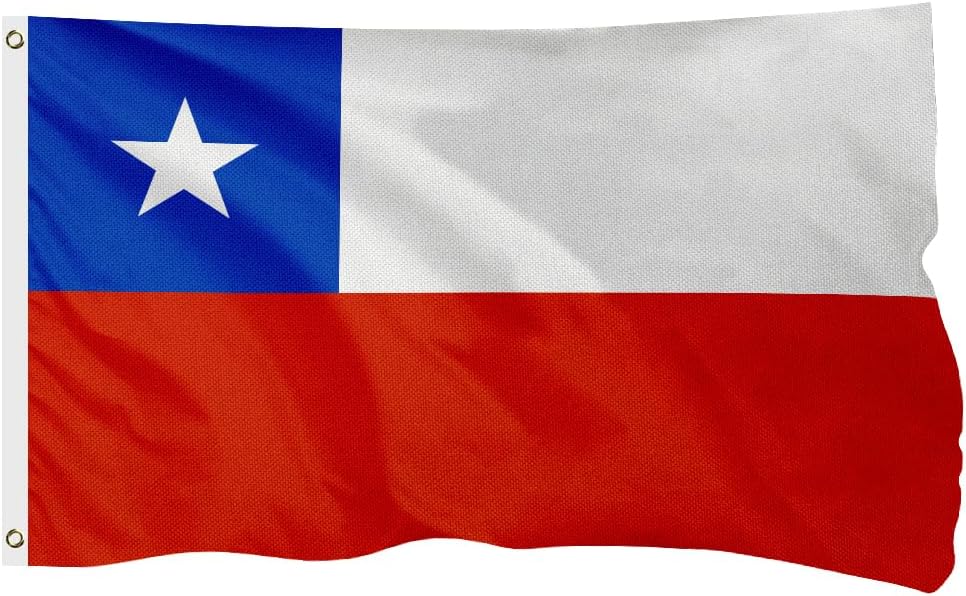 Chile Chilean Flag for Outside, 400D Heavy Duty Polyester, Double - Sided Printing, Quadruple Stitched Fly Hem, Fade Resistant, 2 Brass Grommets
