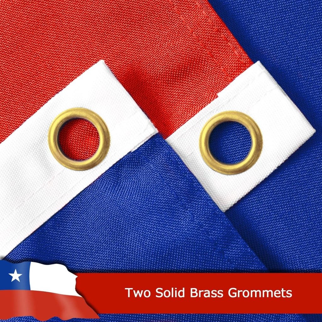 Chile Chilean Flag for Outside, 400D Heavy Duty Polyester, Double - Sided Printing, Quadruple Stitched Fly Hem, Fade Resistant, 2 Brass Grommets
