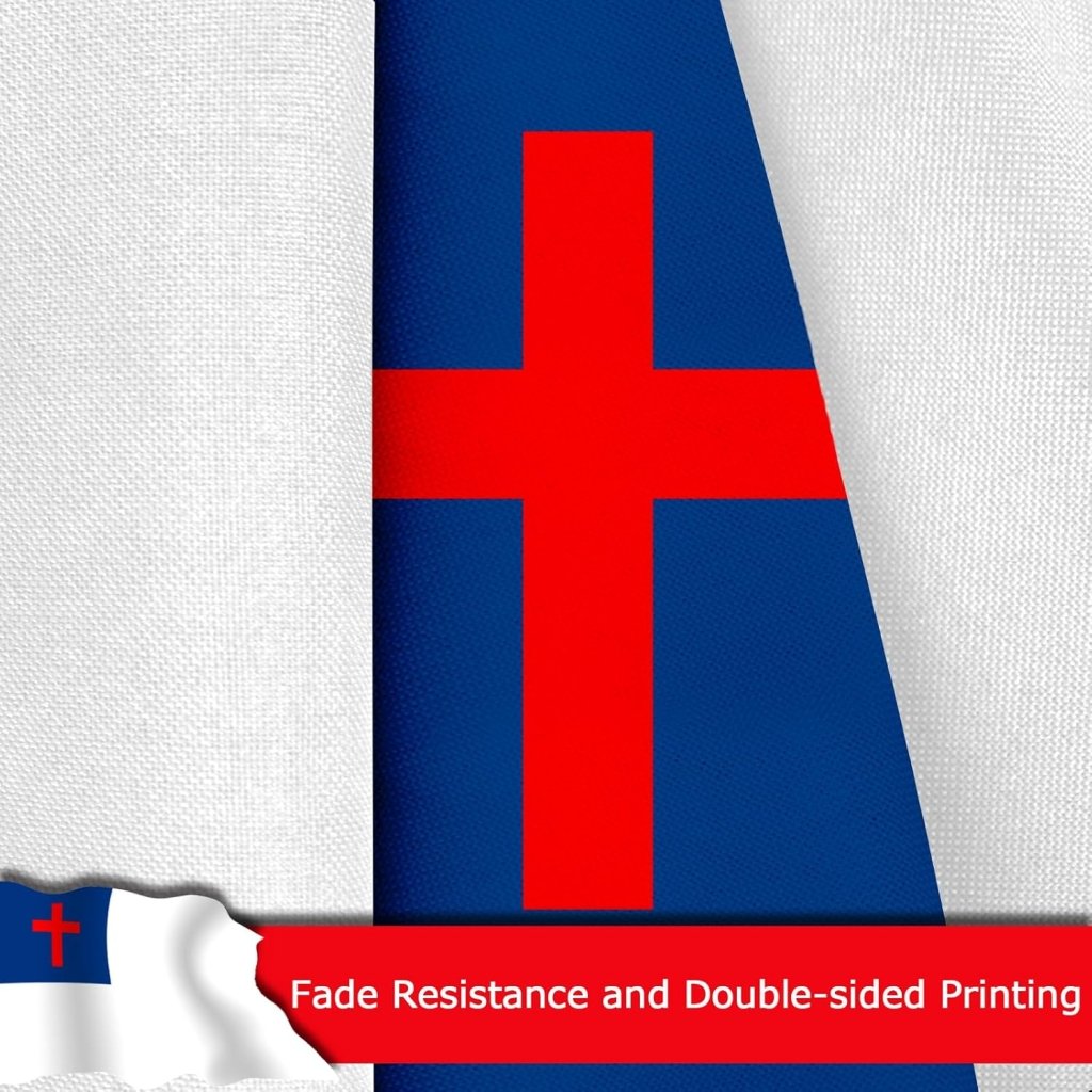 Christian Flag Religious Flag for Outside, 400D Heavy Duty Polyester, Double - Sided Printing, Quadruple Stitched Fly Hem, Fade Resistant, 2 Brass Grommets
