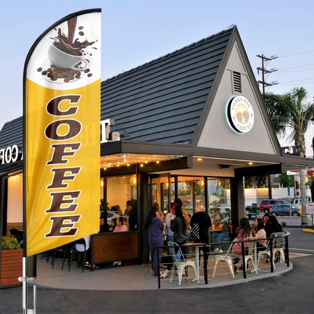 Coffee Flag - 8ft Yellow Coffee Feather Flag!(Flagpole Not Included) - FSFlag