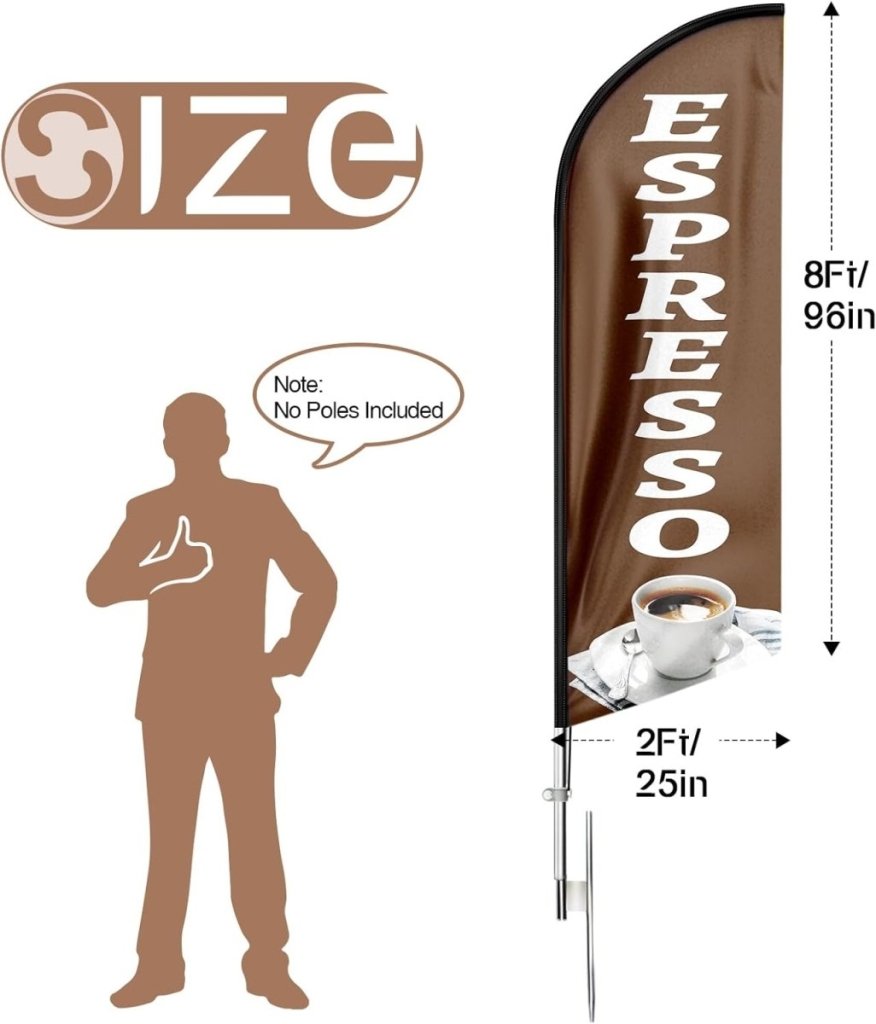 Coffee sign - 8ft Coffee Espresso Feather Flag!(Flagpole Not Included) - FSFlag