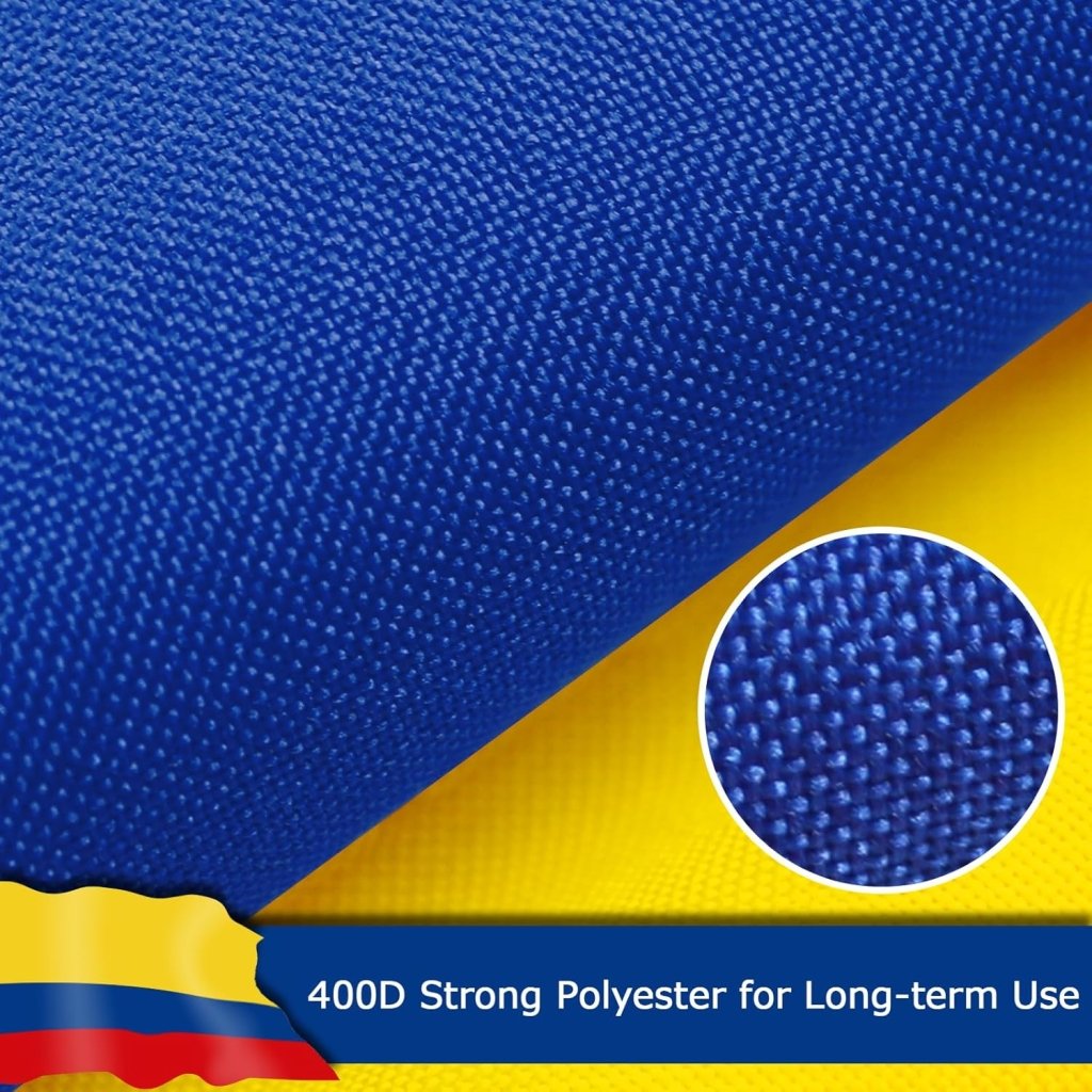 Colombia Colombian Flag for Outside, 400D Heavy Duty Polyester, Double - Sided Printing, Quadruple Stitched Fly Hem, Fade Resistant, 2 Brass Grommets