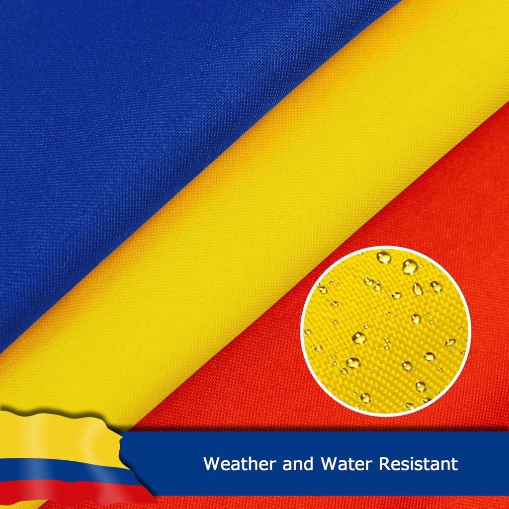 Colombia Colombian Flag for Outside, 400D Heavy Duty Polyester, Double - Sided Printing, Quadruple Stitched Fly Hem, Fade Resistant, 2 Brass Grommets