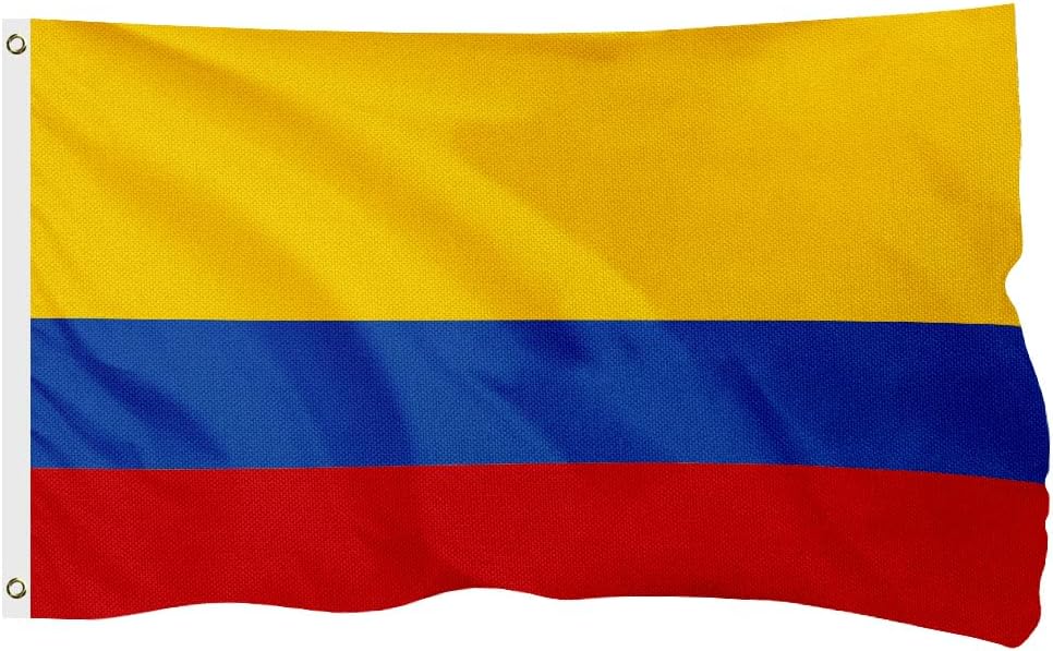 Colombia Colombian Flag for Outside, 400D Heavy Duty Polyester, Double - Sided Printing, Quadruple Stitched Fly Hem, Fade Resistant, 2 Brass Grommets