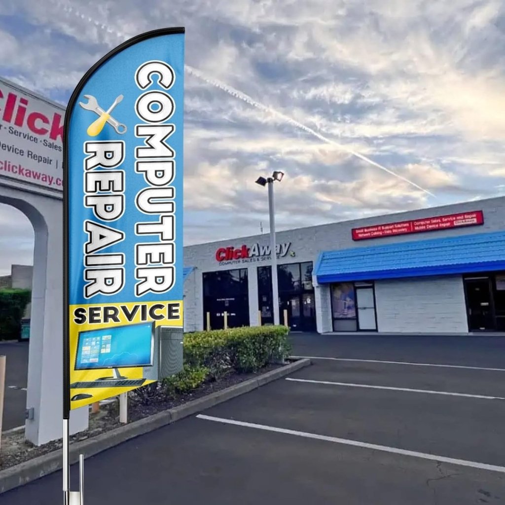 Computer Repair Sign - 8ft Computer Repair Feather Flag for Computer Repair Business(Flagpole Not Included) - FSFlag