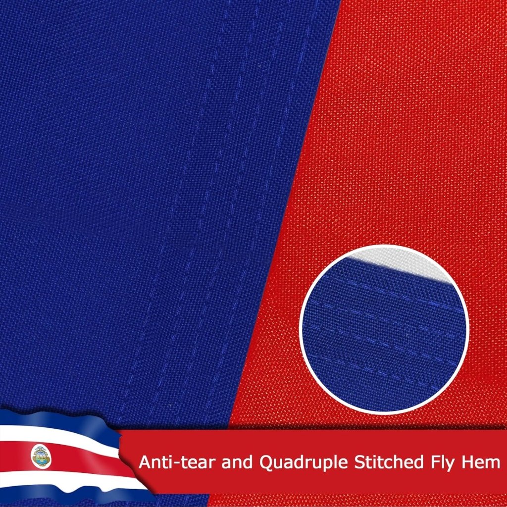 Costa Rica Costa Rican Flag for Outside, 400D Heavy Duty Polyester, Double - Sided Printing, Quadruple Stitched Fly Hem, Fade Resistant, 2 Brass Grommets