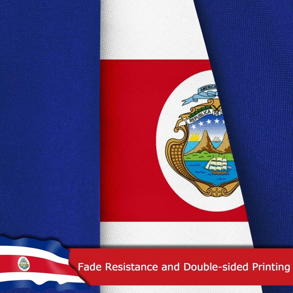 Costa Rica Costa Rican Flag for Outside, 400D Heavy Duty Polyester, Double - Sided Printing, Quadruple Stitched Fly Hem, Fade Resistant, 2 Brass Grommets