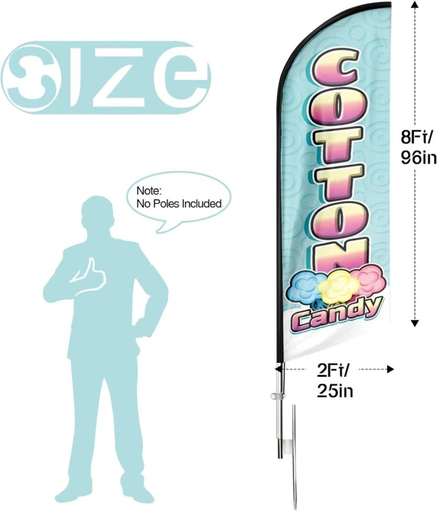 Cotton Candy Sign - 8ft Cotton Candy Feather Flag!(Flagpole Not Included) - FSFlag