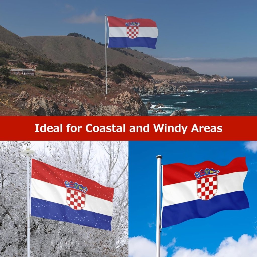 Croatia Croatian Flag for Outside, 400D Heavy Duty Polyester, Double - Sided Printing, Quadruple Stitched Fly Hem, Fade Resistant, 2 Brass Grommets