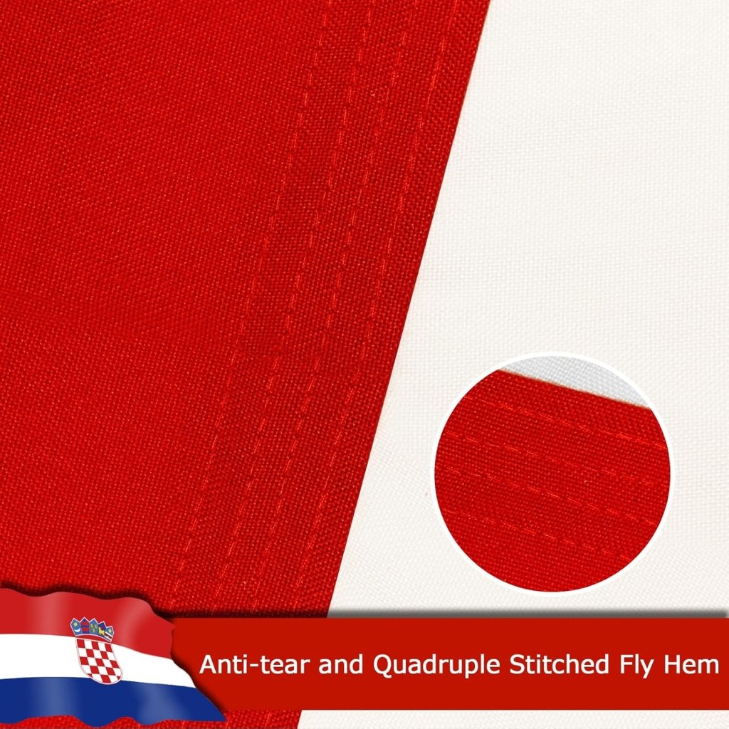 Croatia Croatian Flag for Outside, 400D Heavy Duty Polyester, Double - Sided Printing, Quadruple Stitched Fly Hem, Fade Resistant, 2 Brass Grommets