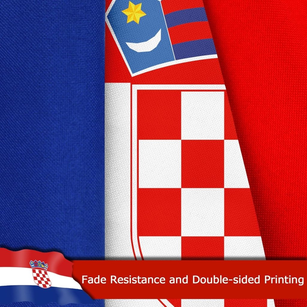 Croatia Croatian Flag for Outside, 400D Heavy Duty Polyester, Double - Sided Printing, Quadruple Stitched Fly Hem, Fade Resistant, 2 Brass Grommets