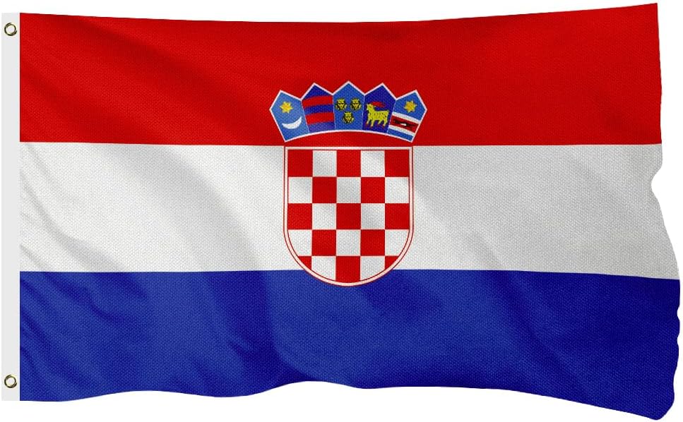 Croatia Croatian Flag for Outside, 400D Heavy Duty Polyester, Double - Sided Printing, Quadruple Stitched Fly Hem, Fade Resistant, 2 Brass Grommets