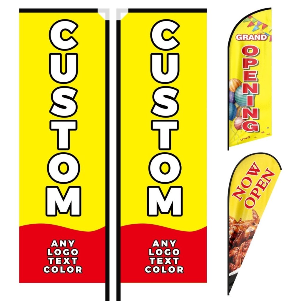 Custom Rectangle Swooper Flag - 2.3x7.2FT, Single/Double - Sided(Flagpole Not Included) - FSFlag