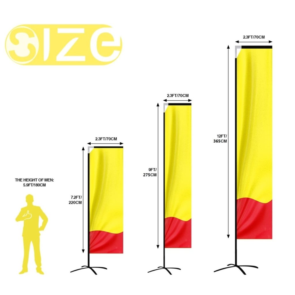 Custom Rectangle Swooper Flag - 2.3x7.2FT, Single/Double - Sided(Flagpole Not Included) - FSFlag