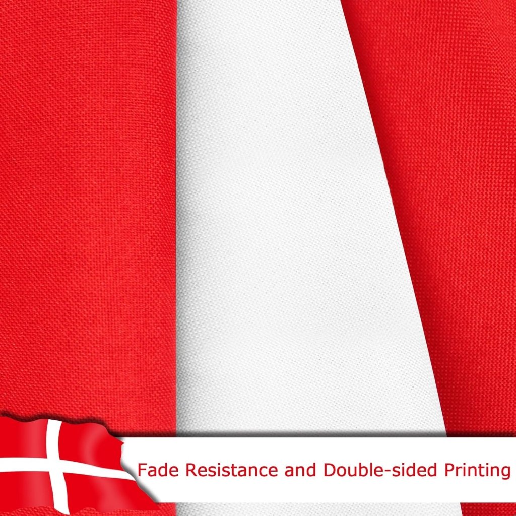 Denmark Danish Flag for Outside, 400D Heavy Duty Polyester, Double - Sided Printing, Quadruple Stitched Fly Hem, Fade Resistant, 2 Brass Grommets
