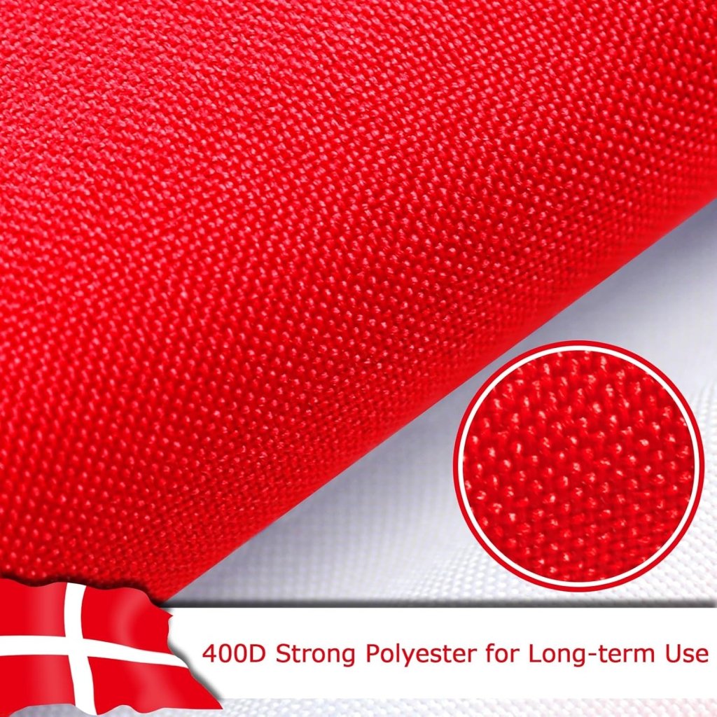 Denmark Danish Flag for Outside, 400D Heavy Duty Polyester, Double - Sided Printing, Quadruple Stitched Fly Hem, Fade Resistant, 2 Brass Grommets