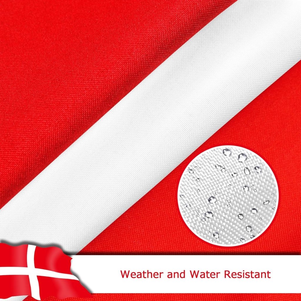Denmark Danish Flag for Outside, 400D Heavy Duty Polyester, Double - Sided Printing, Quadruple Stitched Fly Hem, Fade Resistant, 2 Brass Grommets