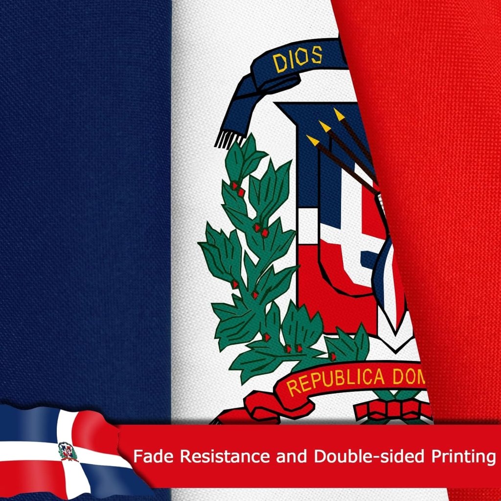 Dominican Republic Flag for Outside, 400D Heavy Duty Polyester, Double - Sided Printing, Quadruple Stitched Fly Hem, Fade Resistant, 2 Brass Grommets
