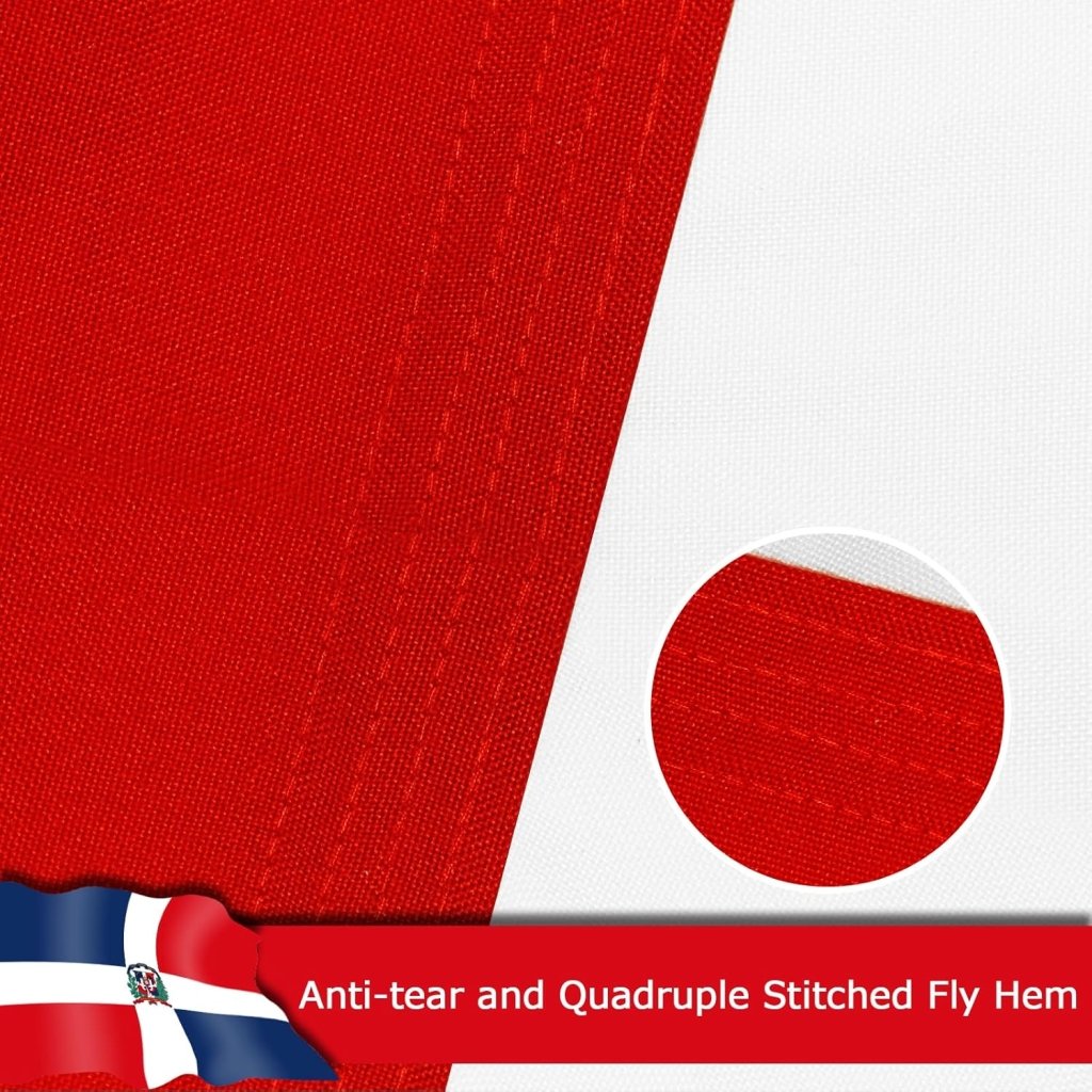 Dominican Republic Flag for Outside, 400D Heavy Duty Polyester, Double - Sided Printing, Quadruple Stitched Fly Hem, Fade Resistant, 2 Brass Grommets