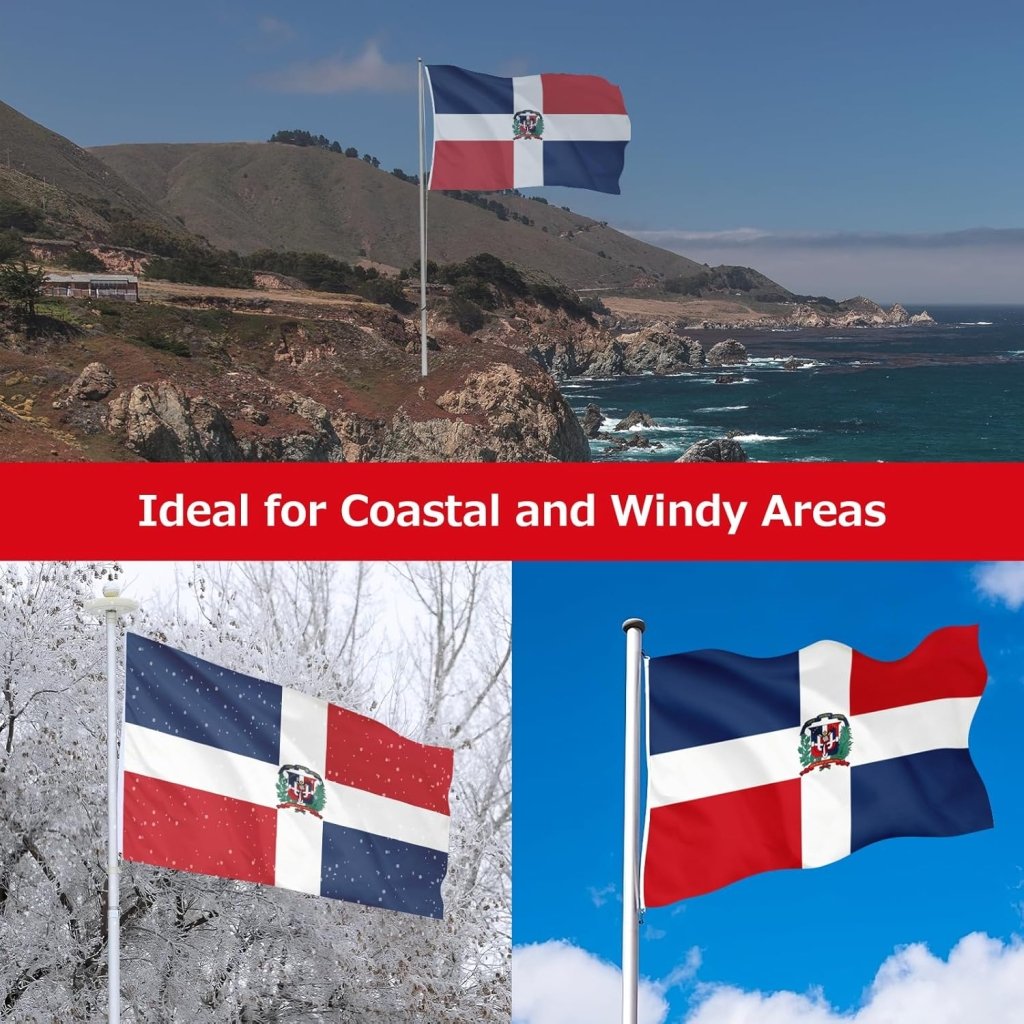 Dominican Republic Flag for Outside, 400D Heavy Duty Polyester, Double - Sided Printing, Quadruple Stitched Fly Hem, Fade Resistant, 2 Brass Grommets