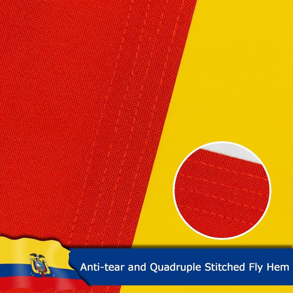 Ecuador Ecuadorian Flag for Outside, 400D Heavy Duty Polyester, Double - Sided Printing, Quadruple Stitched Fly Hem, Fade Resistant, 2 Brass Grommets