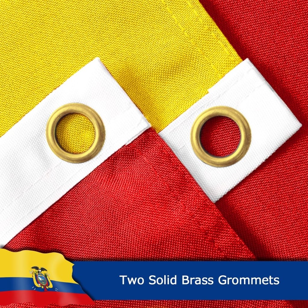 Ecuador Ecuadorian Flag for Outside, 400D Heavy Duty Polyester, Double - Sided Printing, Quadruple Stitched Fly Hem, Fade Resistant, 2 Brass Grommets