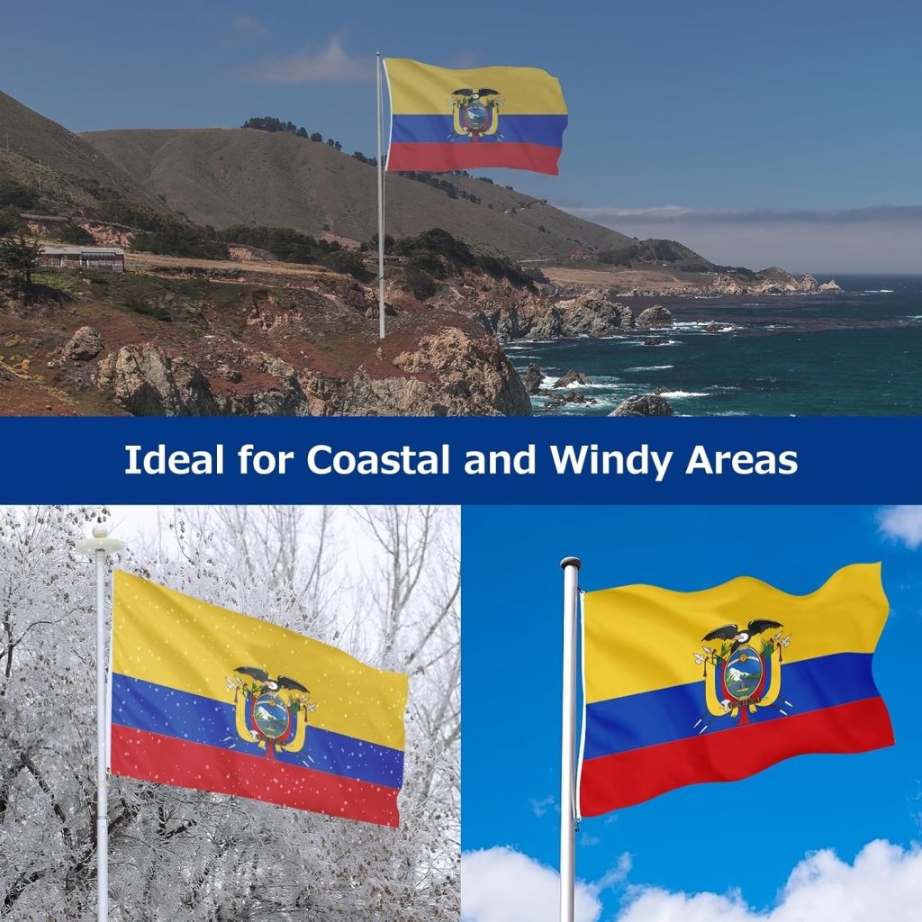 Ecuador Ecuadorian Flag for Outside, 400D Heavy Duty Polyester, Double - Sided Printing, Quadruple Stitched Fly Hem, Fade Resistant, 2 Brass Grommets