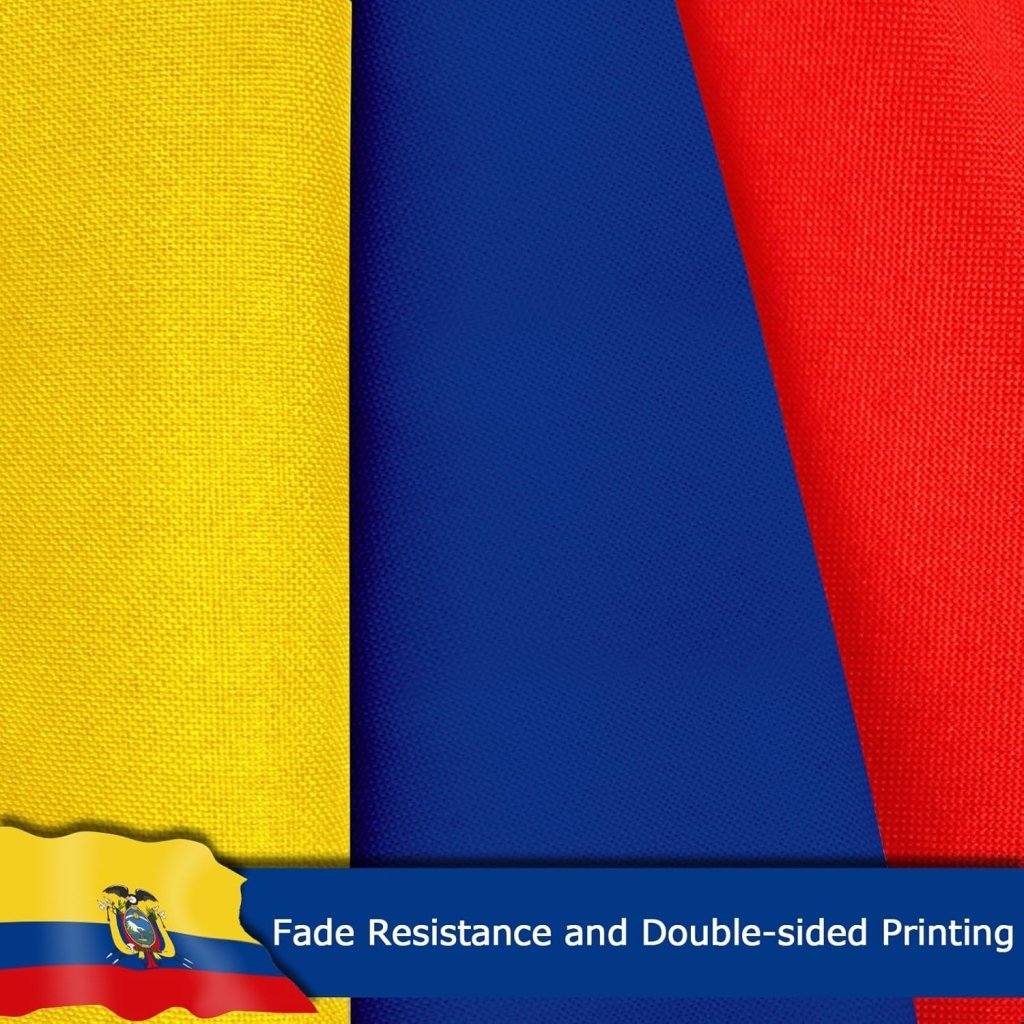 Ecuador Ecuadorian Flag for Outside, 400D Heavy Duty Polyester, Double - Sided Printing, Quadruple Stitched Fly Hem, Fade Resistant, 2 Brass Grommets