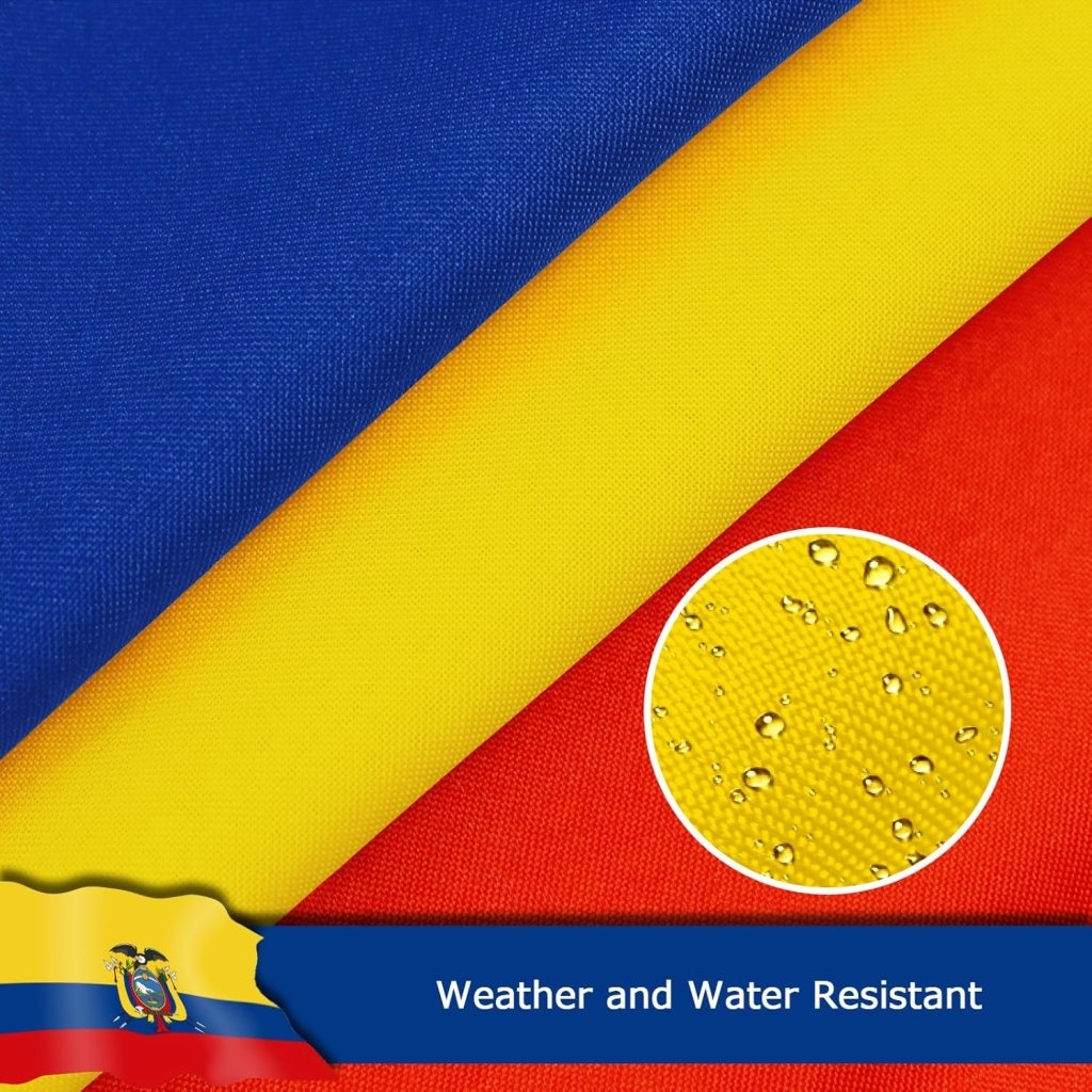 Ecuador Ecuadorian Flag for Outside, 400D Heavy Duty Polyester, Double - Sided Printing, Quadruple Stitched Fly Hem, Fade Resistant, 2 Brass Grommets